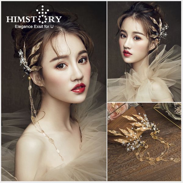 himstory romantic gold leaf ear hang accessories bridal wedding hairpins long tassel headwear hair accessories, Golden;white
himstory romantic gold leaf ear hang accessories bridal wedding hairpins long tassel headwear hair accessories, Golden;white