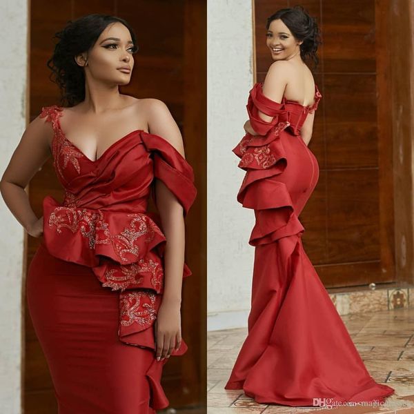 arabic red mermaid evening dresses one shoulder beaded applique floor length formal dress evening wear party gowns robes de soirée, Black;red
arabic red mermaid evening dresses one shoulder beaded applique floor length formal dress evening wear party gowns robes de soirée, Black;red