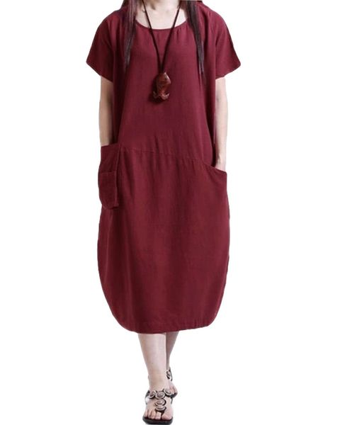 fashion women casual loose dress solid color short sleeve pocket summer vintage midi long dress plus size g9071k-s, Black;gray
fashion women casual loose dress solid color short sleeve pocket summer vintage midi long dress plus size g9071k-s, Black;gray