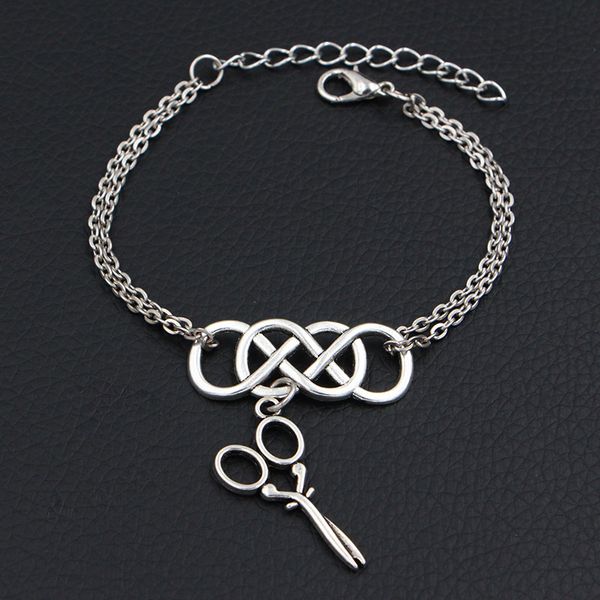 handmade double infinity love barber scissors scalpel pendant charm bracelets & bangles silver link chain jewelry 2019 women men accessories, Golden;silver
handmade double infinity love barber scissors scalpel pendant charm bracelets & bangles silver link chain jewelry 2019 women men accessories, Golden;silver