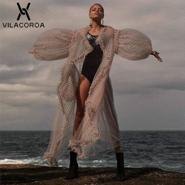 polka dot transparent mesh lantern sleeve women's trench coat loose longer cardigan bikini essential shirt blouse abrigo mujer, Tan;black
polka dot transparent mesh lantern sleeve women's trench coat loose longer cardigan bikini essential shirt blouse abrigo mujer, Tan;black