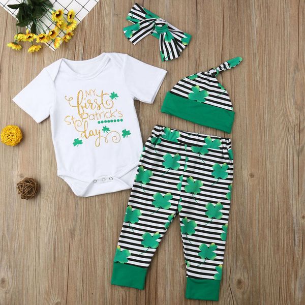 4pcs newborn baby girls boys romper pants headband hat outfits set clothes, White
4pcs newborn baby girls boys romper pants headband hat outfits set clothes, White