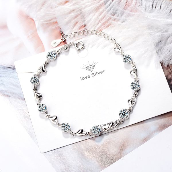 anenjery delicate 925 sterling silver love heart shaped bracelet with shiny zircon for women wedding jewelry dropshipping s-b227, Black
anenjery delicate 925 sterling silver love heart shaped bracelet with shiny zircon for women wedding jewelry dropshipping s-b227, Black