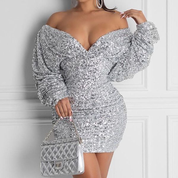 glitter off shoulder ruched sequins bodycon dress women long sleeve secy party dress, Black;gray
glitter off shoulder ruched sequins bodycon dress women long sleeve secy party dress, Black;gray