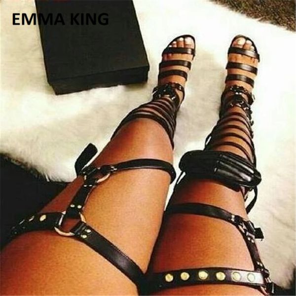 summer fashion women buckles boots over the knee boots ladies flat female gladiator gold leather party shoes, Black
summer fashion women buckles boots over the knee boots ladies flat female gladiator gold leather party shoes, Black