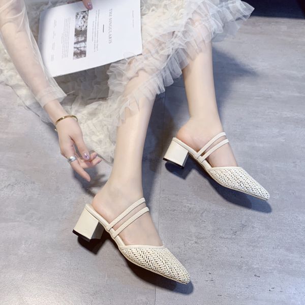 cane weave high heel slippers sandals women breathable mules shoes summer elegant thick heel sandals women closed toe slippers, Black
cane weave high heel slippers sandals women breathable mules shoes summer elegant thick heel sandals women closed toe slippers, Black