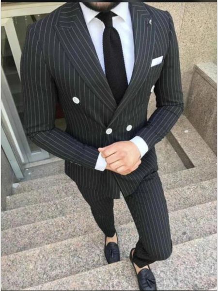 2019 slim fit dark gray blue stripe men suit for wedding man double breasted suit tuxedo groom suits white button pant with, White;black
2019 slim fit dark gray blue stripe men suit for wedding man double breasted suit tuxedo groom suits white button pant with, White;black