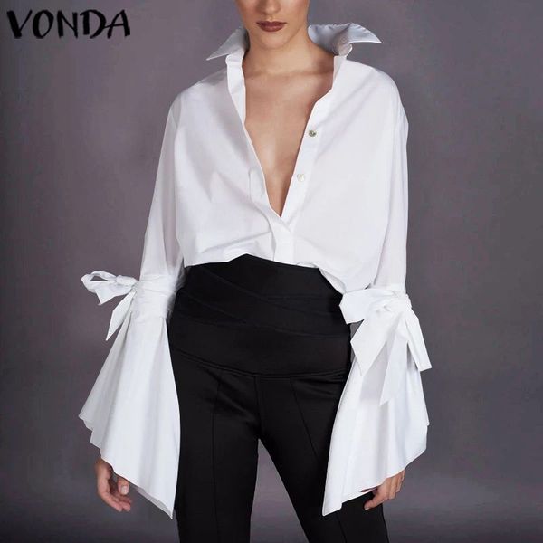 fashion women blouses 2020 lapel neck long flare sleeve shirts office ladies blouse plus size party casual blusas, White
fashion women blouses 2020 lapel neck long flare sleeve shirts office ladies blouse plus size party casual blusas, White