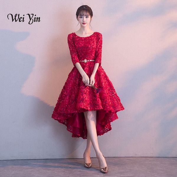 weiyin half sleeves high low flower floral appliques length evening dresses zipper illusion short formal dress wy889, White;black
weiyin half sleeves high low flower floral appliques length evening dresses zipper illusion short formal dress wy889, White;black