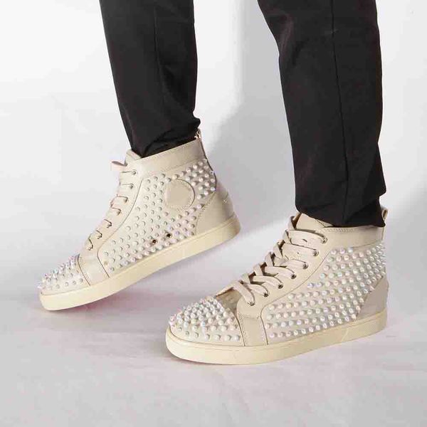20s wholesale price red soles homme sneakers beige leather with full spiked,luxury men sports dress party high trainers with boxes, Black
20s wholesale price red soles homme sneakers beige leather with full spiked,luxury men sports dress party high trainers with boxes, Black