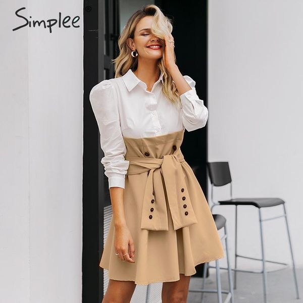 casual dresses patchwork puff sleeve shirt dress women elegant button sash belt office ladies autumn khaki work, Black;gray
casual dresses patchwork puff sleeve shirt dress women elegant button sash belt office ladies autumn khaki work, Black;gray