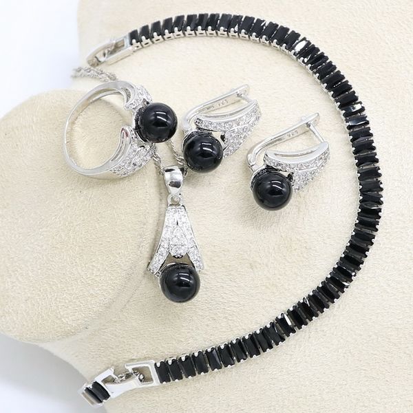 black pearl 925 silver jewelry sets for women clip earrings rings necklace pendant zircon bracelet
black pearl 925 silver jewelry sets for women clip earrings rings necklace pendant zircon bracelet