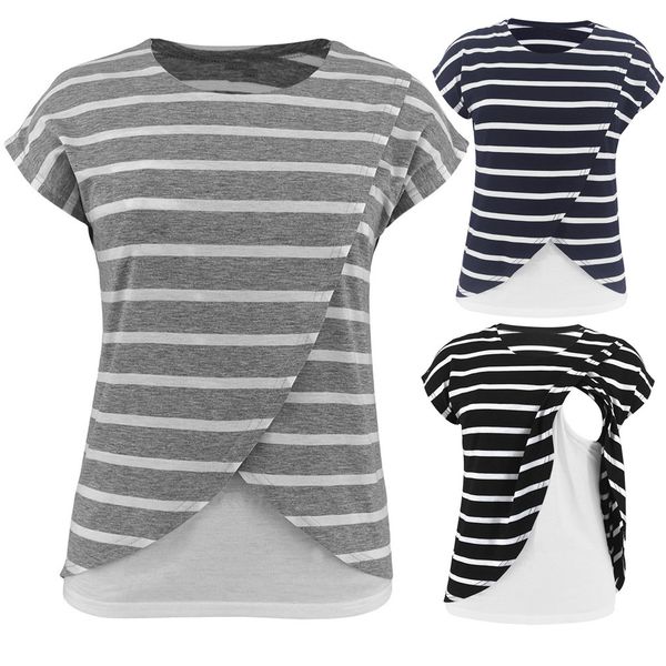 Women's clothing maternity Stripe short sleeve Nursing Tops blouse Breastfeeding t-Shirt pregnancy clothes for Pregnant women ZD
Women's clothing maternity Stripe short sleeve Nursing Tops blouse Breastfeeding t-Shirt pregnancy clothes for Pregnant women ZD