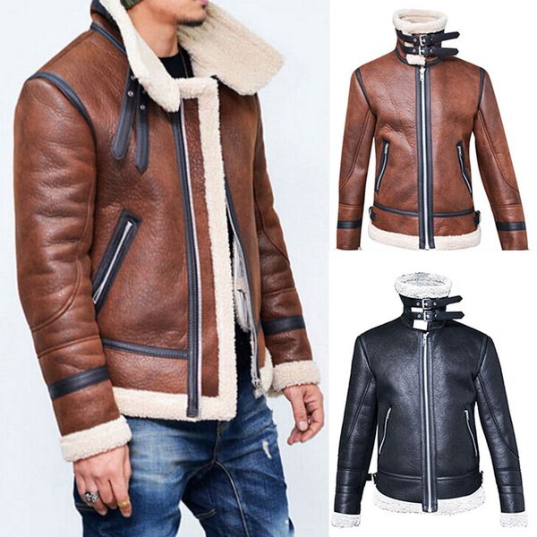 laamei 2018 winter men leather fur coat jacket slim faux leather motorcycle pu faur jacket long-sleeve winter outerwear coats, Black
laamei 2018 winter men leather fur coat jacket slim faux leather motorcycle pu faur jacket long-sleeve winter outerwear coats, Black