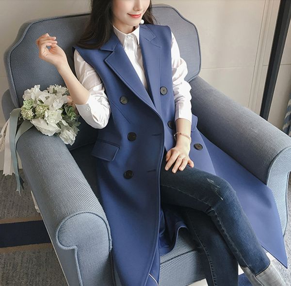 2018 women autumn spring solid suit vest waistcoat lady office wear long double breast coat casual sleeveless vests jacket plus, Black;white
2018 women autumn spring solid suit vest waistcoat lady office wear long double breast coat casual sleeveless vests jacket plus, Black;white