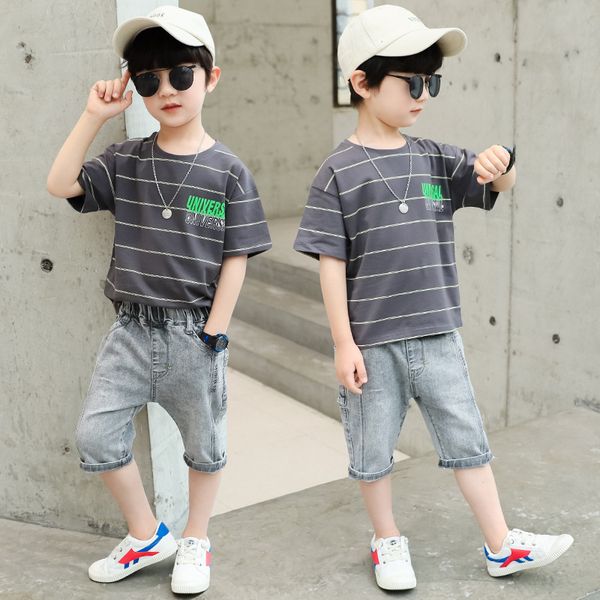 summer baby boys clothing sets striped short sleeve t-shirt+denim shorts 2pcs kids children clothing causal suits, White
summer baby boys clothing sets striped short sleeve t-shirt+denim shorts 2pcs kids children clothing causal suits, White