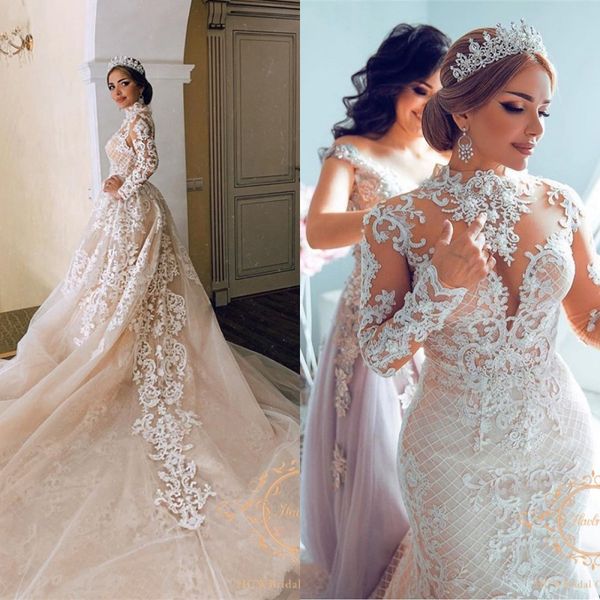 роскошные длинные рукава дубай мусульманин русалка свадебные платья высокая шея съемный шампанское великолепный кружева арабские свадебные п, White
роскошные длинные рукава дубай мусульманин русалка свадебные платья высокая шея съемный шампанское великолепный кружева арабские свадебные п, White