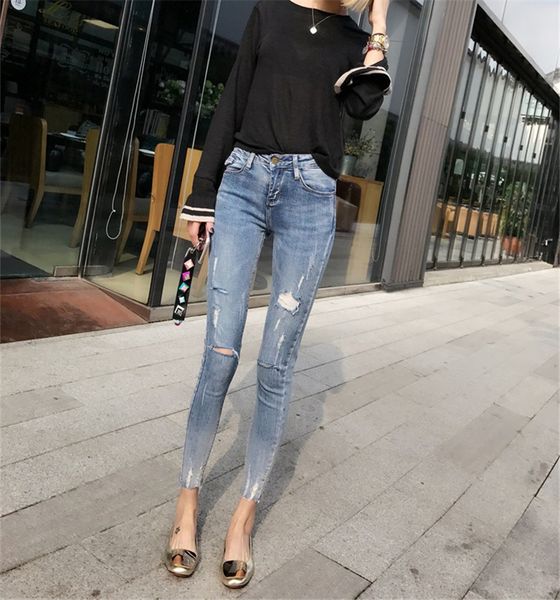 hole jeans female autumn korean slim was thin nine-point pants stretch pencil pants skinny feet tide, Blue
hole jeans female autumn korean slim was thin nine-point pants stretch pencil pants skinny feet tide, Blue