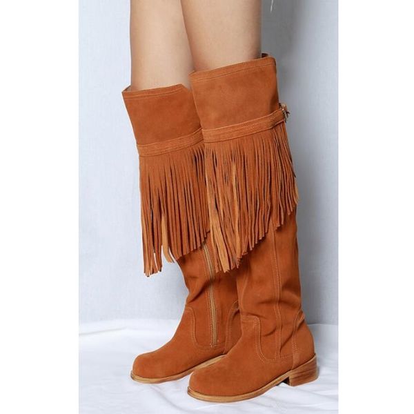 faux suede leather loose knee high woman boots low heel motorcycle fringed boots spring autumn belt buckle decor tassel, Black
faux suede leather loose knee high woman boots low heel motorcycle fringed boots spring autumn belt buckle decor tassel, Black