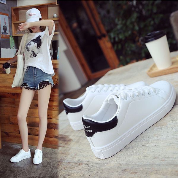 

spring 2019 new white shoes women joker korean students tie flat-bottomed sports casual women's running shoes zapatos de mujer