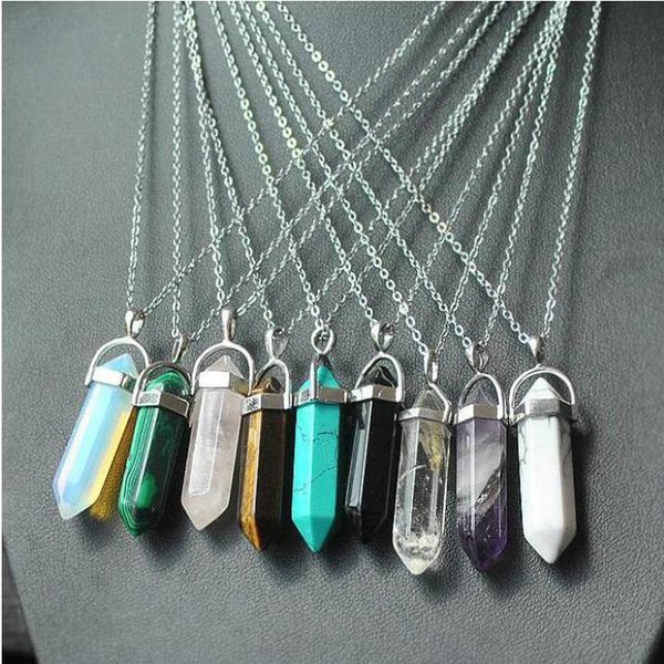 12 pieces hexagonal chakra crystal bullet shape gemstone pendant necklaces pointed quartz stone chain necklaces with storage bag abjwy, Black
12 pieces hexagonal chakra crystal bullet shape gemstone pendant necklaces pointed quartz stone chain necklaces with storage bag abjwy, Black
