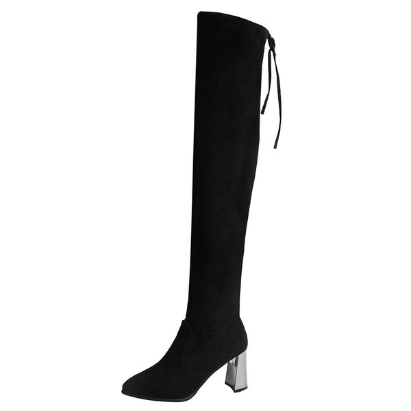 pointed toe flock leather women over the knee boots lace up high heels women shoes lace up winter boots warm size 35-40, Black
pointed toe flock leather women over the knee boots lace up high heels women shoes lace up winter boots warm size 35-40, Black
