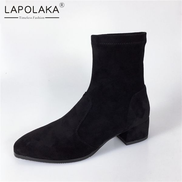 lapolaka 2020 square toe autumn shoes women boots chunky heels slip on casual lady boots women shoes woman, Black
lapolaka 2020 square toe autumn shoes women boots chunky heels slip on casual lady boots women shoes woman, Black