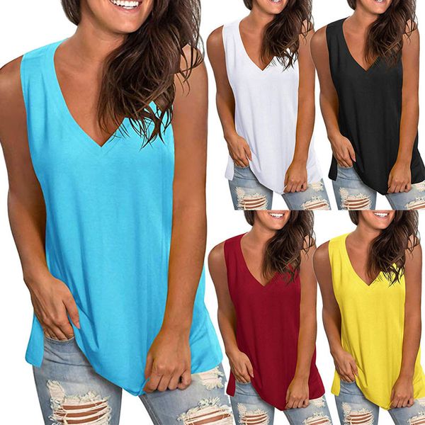 wholesale summer ladies 8 colors 8 yards european and american solid color loose v-neck sleeveless t-shirt top, White
wholesale summer ladies 8 colors 8 yards european and american solid color loose v-neck sleeveless t-shirt top, White