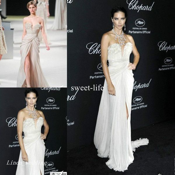 adriana lima wear elie saab prom dress strapless sweetheart side slit chiffon flowy long celebrity evening special occasion dresses, Black
adriana lima wear elie saab prom dress strapless sweetheart side slit chiffon flowy long celebrity evening special occasion dresses, Black