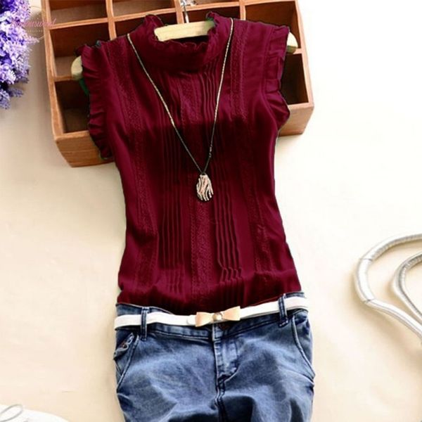 summer vogue women ruffle sleeveless o neck blouse slim fitted shirts casual office lady burgundy blouses, White
summer vogue women ruffle sleeveless o neck blouse slim fitted shirts casual office lady burgundy blouses, White