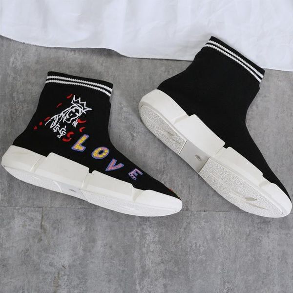 embroidery letter sock knitted leisure boots flat heel fabric stretch knit boot fall winter, Black
embroidery letter sock knitted leisure boots flat heel fabric stretch knit boot fall winter, Black