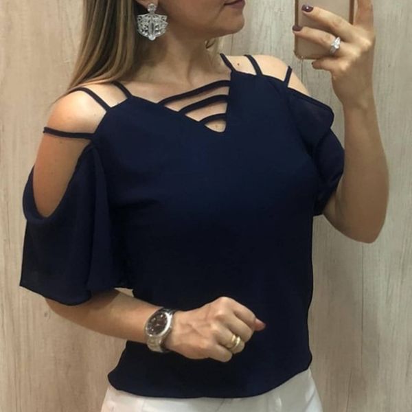 casual 2019 hollow out women chiffon strap shirt summer short sleeves solid loose blusas femininas sj2000u, White
casual 2019 hollow out women chiffon strap shirt summer short sleeves solid loose blusas femininas sj2000u, White