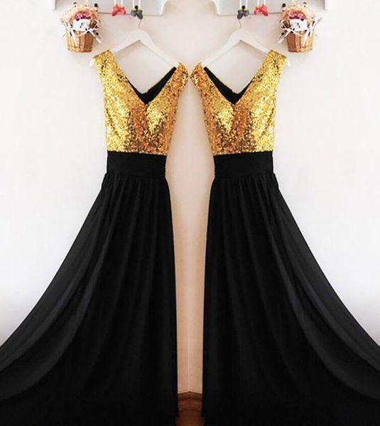 gold sequins black chiffon bridesmaid dresses v-neck floor length maid of honor dress wedding guest gowns plus size cheap, White;pink
gold sequins black chiffon bridesmaid dresses v-neck floor length maid of honor dress wedding guest gowns plus size cheap, White;pink