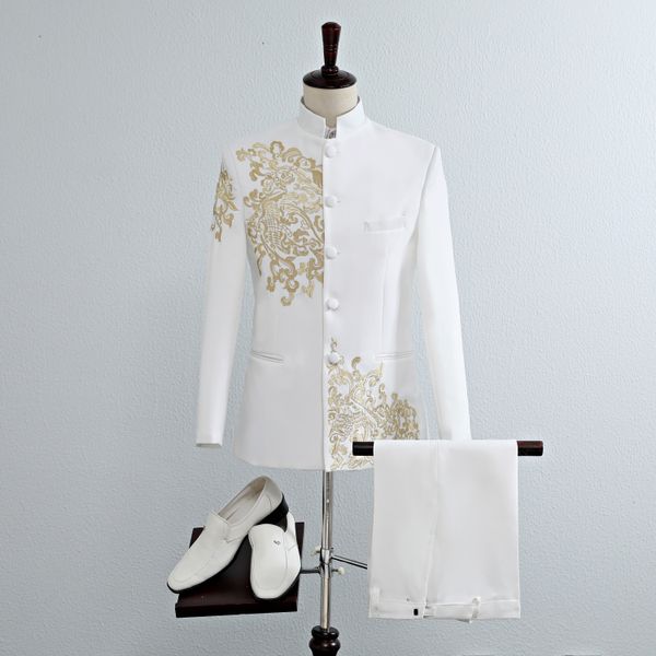 2020 new men's embroidered stand collar zhongshan suit chinese dress chinese style host stage performance costume tang suit, White;black
2020 new men's embroidered stand collar zhongshan suit chinese dress chinese style host stage performance costume tang suit, White;black