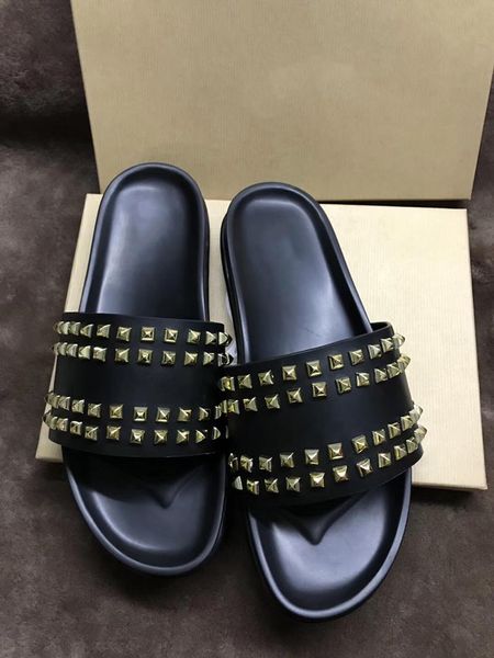 international brand men's designer red bottom nail slippers leather sandals luxury summer800 flat bottom flip flops large wholesale, Black
international brand men's designer red bottom nail slippers leather sandals luxury summer800 flat bottom flip flops large wholesale, Black