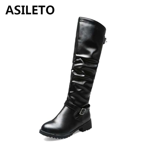 asileto women's winter shoes autumn mid-calf women boots flats heels patent leather riding boots pleated knee high, Black
asileto women's winter shoes autumn mid-calf women boots flats heels patent leather riding boots pleated knee high, Black