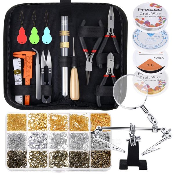 jewelry making supplies wire wrapping kit with jewelry beading tools, wire, helping hands and findings for jewel
jewelry making supplies wire wrapping kit with jewelry beading tools, wire, helping hands and findings for jewel