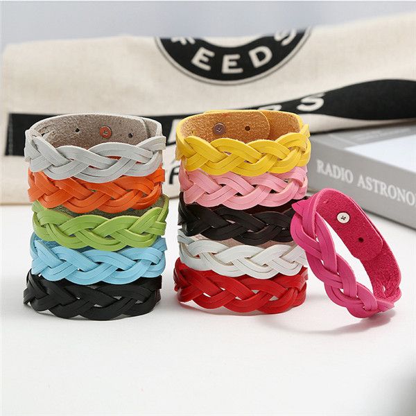 fashion candy color leather bracelets for women and men handmade woven bracelet creative couple bracelets charm jewelry, Black
fashion candy color leather bracelets for women and men handmade woven bracelet creative couple bracelets charm jewelry, Black
