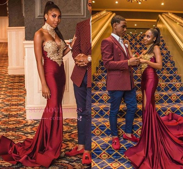 2019 new burgundy mermaid prom dress high neck high split mermaid formal evening gowns black girls prom evening dress bc2052
2019 new burgundy mermaid prom dress high neck high split mermaid formal evening gowns black girls prom evening dress bc2052