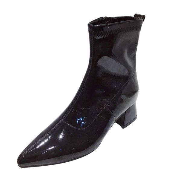 new pointy short boots women's middle and single boots thick with wild stretch bare, Black
new pointy short boots women's middle and single boots thick with wild stretch bare, Black