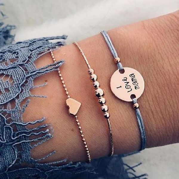 bracelets set 3pcs package bead heart round disc accessory carving i love mama rope bead chain gold color plated, Golden;silver
bracelets set 3pcs package bead heart round disc accessory carving i love mama rope bead chain gold color plated, Golden;silver