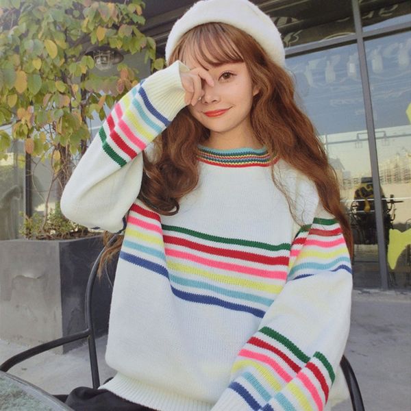 women striped sweaters long sleeve o-neck pullover autumn 2019 loose casual sweater warm knitted korean version, White;black
women striped sweaters long sleeve o-neck pullover autumn 2019 loose casual sweater warm knitted korean version, White;black