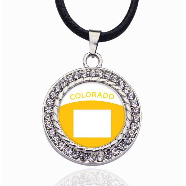 colorado outline circle charm necklace jewelry fashion popular beads chain crystal grain pendant necklace, Bronze;silver 
colorado outline circle charm necklace jewelry fashion popular beads chain crystal grain pendant necklace, Bronze;silver