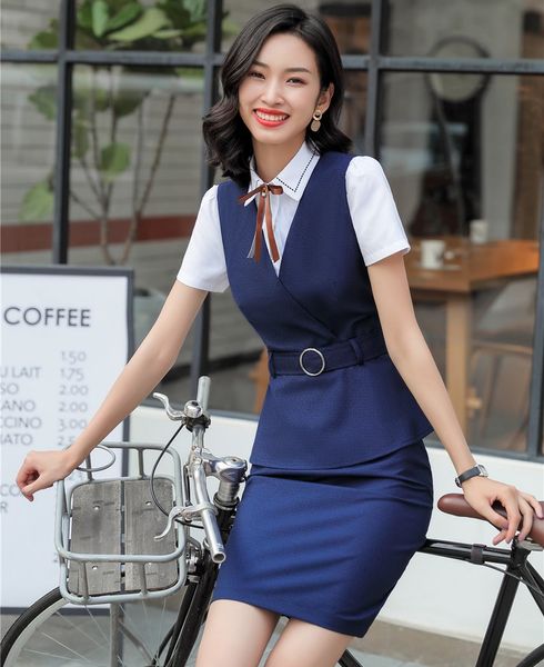 new 2019 formal blue waistcoat women business suits with skirt and sets work wear ladies vest office uniform style, White;black
new 2019 formal blue waistcoat women business suits with skirt and sets work wear ladies vest office uniform style, White;black