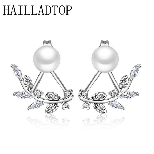 leaf pearl earrings double side zirconia leaves stud earring silvering female korean ear jewelry simple elegant earrings gift, Golden;silver
leaf pearl earrings double side zirconia leaves stud earring silvering female korean ear jewelry simple elegant earrings gift, Golden;silver