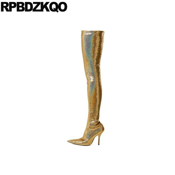 over the knee stiletto luxury shoes pointed toe thigh high boots for plus size women heel big sequin slim 13 45 crotch glitter, Black
over the knee stiletto luxury shoes pointed toe thigh high boots for plus size women heel big sequin slim 13 45 crotch glitter, Black
