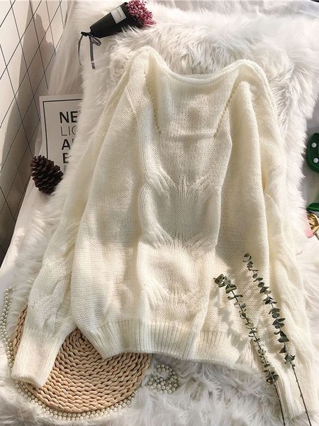 2019 new fashion women's sweater loose autumn knit winter clothes women sweaters, White;black
2019 new fashion women's sweater loose autumn knit winter clothes women sweaters, White;black