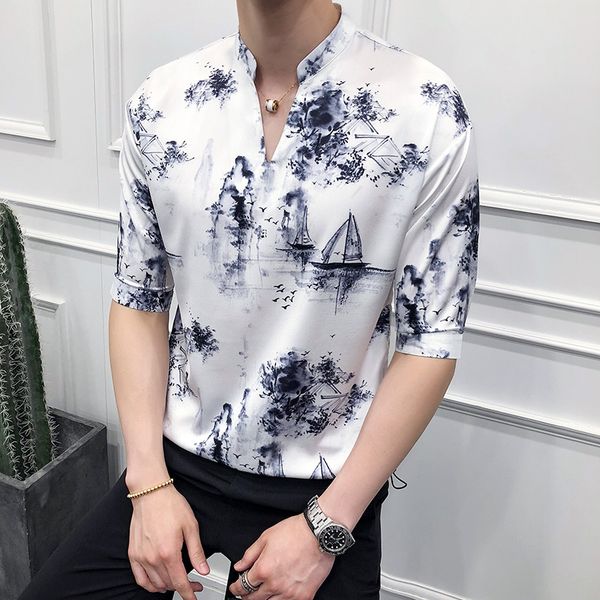 men shirt brand new loose print casual social shirts mens stand collar pullover half sleeve business work shirt man 3xl, White;black
men shirt brand new loose print casual social shirts mens stand collar pullover half sleeve business work shirt man 3xl, White;black