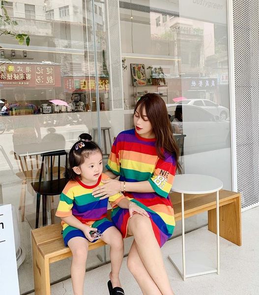 baby creeper mother child rainbow t-shirt skirt girl's parent child dress summer 2020 new short sleeve fashion, Blue
baby creeper mother child rainbow t-shirt skirt girl's parent child dress summer 2020 new short sleeve fashion, Blue