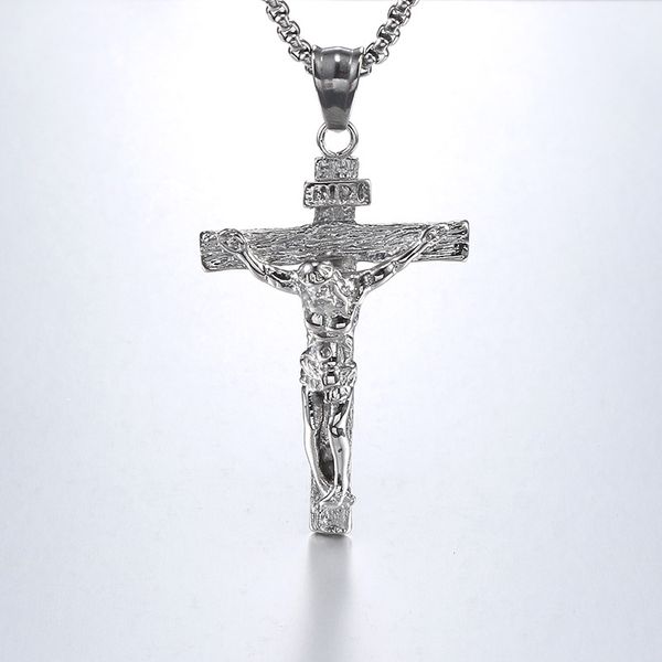european and american religious god jesus cross titanium steel pendant retro men's stainless steel pendant necklace, Silver
european and american religious god jesus cross titanium steel pendant retro men's stainless steel pendant necklace, Silver
